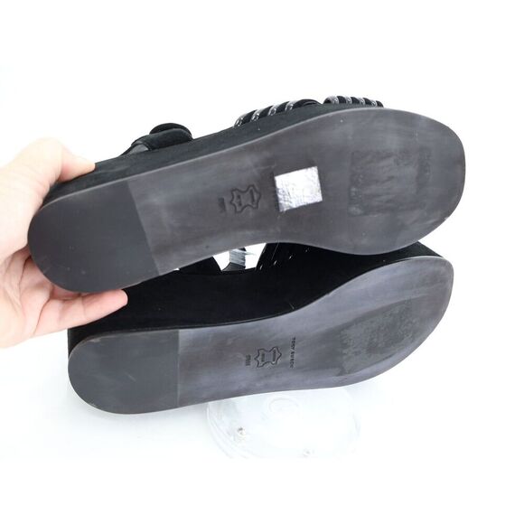 Tory Burch Bombe Cross Strap Platform Sandal Black Suede Leather Slingback 9.5 M - Picture 9 of 14